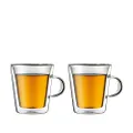 BODUM Canteen Double Wall Glass Set, Mouth Blown Borosilicate Glass - 0.2 L, Pack of 2, Transparent
