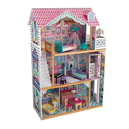 KidKraft Annabelle Wooden Dolls House with Furniture and Accessories Included, 3 Storey Play Set with Lift and Balcony for 30 cm /12 inch Dolls, Kids' Toys, 65079