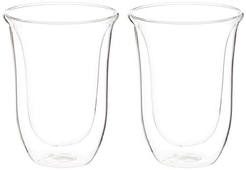 De'Longhi | 2 x Latte Macchiato Glasses Pack | 5513214611 | 2 x 220ml Double Wall Tumbler Cups | Clear, Glass