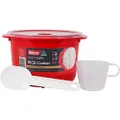 Décor 148700-003 Microsafe Microwave Rice Cooker and Vegetable Steamer, Red, 2.75L