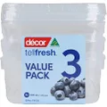Décor 002751-004 Food Storage Container, 500 mL, Oblong, Pack of 3, Clear