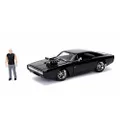 Jada Toys Fast and Furious - 1970 Dodge Charger 1:24 Die-Cast Car with Dom Figure,Black