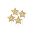 Artwrap Glitter Star Cake Topper 4 Pack, Gold