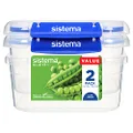 Sistema KLIP IT PLUS Food Storage Containers | 1.15 L | 2 Piece Airtight Containers Set | Leak-Proof Seal | Easy Locking Clips | BPA-Free