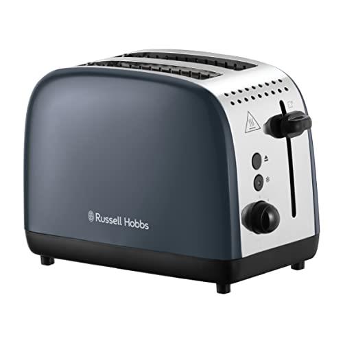 Russell Hobbs Colours Plus 2 Slice Toaster, RHT2655STG, 2-Slice Toaster with Longer Slots, 6 Browning Settings, Frozen, Reheat & Cancel Functions, Grey