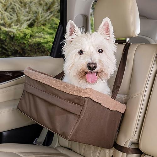 PetSafe Happy Ride Booster Seat - Dog Booster Seat for Cars, Trucks and SUVs - Easy to Adjust Strap - Durable Fleece Liner is Machine Washable and Easy to Clean - Large, Brown (62345)