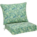 Amazon Basics UV Resistant Deep Seat Patio Seat and Back Cushion Set - Green/Blue Flower