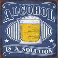 Nostalgia Signs Alcohol Is A Solution Metal Sign, 32 cm Wide x 41 cm High