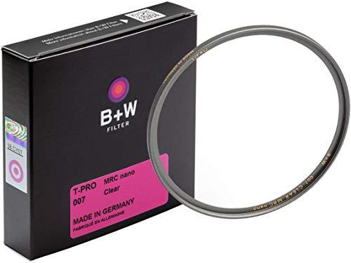 B+W 007 Protective Filter Clear Filter 77 mm T-Pro Titanium Finish MRC Nano 16x Coating Super Slim Premium