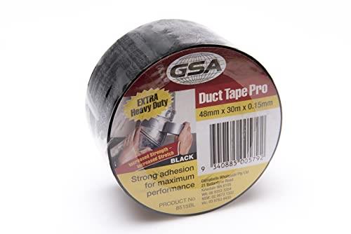 GSA Duct Tape Pro, Black, 30 Metre Length x 48 mm Width x 0.15 mm Thick