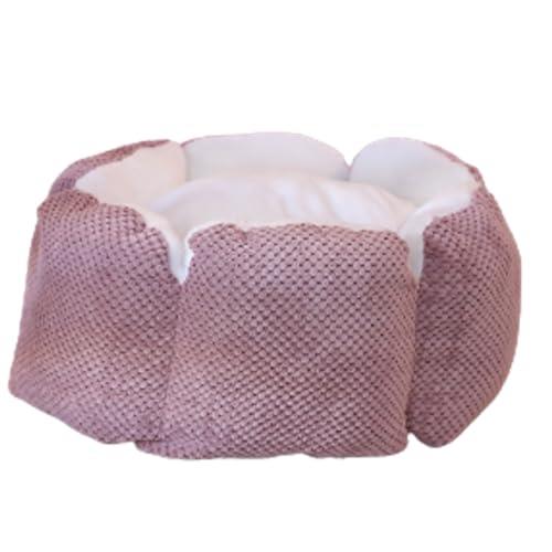 Round Soft Plush Fluffy Dog Bed - Furbulous Small Dog Bed Cat Bed, Self Warming Pet Bed, Pet Sleeping Nest for Small Dogs & Cats, Washable Pet House Nest for Indoor Kitty & Puppy - Purple