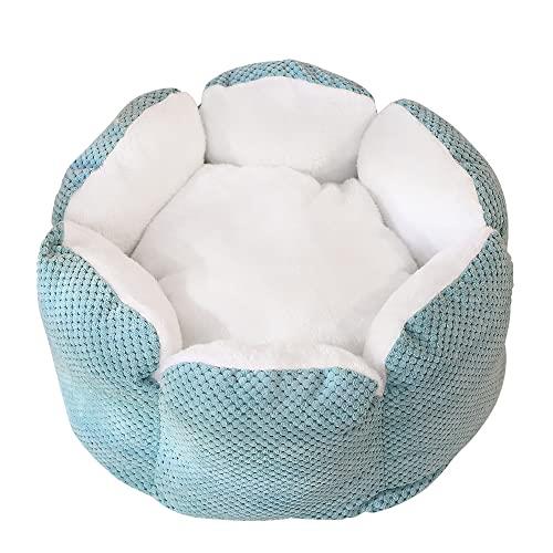Round Soft Plush Fluffy Dog Bed - Furbulous Small Dog Bed Cat Bed, Self Warming Pet Bed, Pet Sleeping Nest for Small Dogs & Cats, Washable Pet House Nest for Indoor Kitty & Puppy - Blue