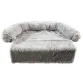 Furbulous Pet Couch Protector for Dog with Soft Neck Bolster, Universal Pet Furniture Cover, Sofa Bed Cover, Plush Dog Bed and More for Dogs and Cats, Machine Washable - Light Grey 68 x 68cm