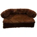 Furbulous Pet Couch Protector for Dog with Soft Neck Bolster, Universal Pet Furniture Cover, Sofa Bed Cover, Plush Dog Bed and More for Dogs and Cats, Machine Washable - Brown 80 x 80cm