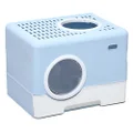 Furbulous Cat Litter Box, Extra Large Litter Box, Foldable Top Exit Pet Boxes, Spacious Kitty Litter Tray with complementory Scoop and Drawer Design for Easy Cleaning - Blue Camera