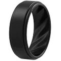 ThunderFit Silicone Wedding Ring for Men, Rubber Wedding Band (Black, 15.5-16 (24.5mm))