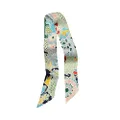 JERLA 100% Mulberry silk Scarf Head Hair Ribbon Handbag Handle wrap Tie Bundle Scarf Neckerchief Scarf for women, Flower Green, 33.5"×1.97"