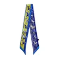 JERLA 100% Mulberry silk Scarf Head Hair Ribbon Handbag Handle wrap Tie Bundle Scarf Neckerchief Scarf for women, Blue and Yellow Horse, 33.5"×1.97"