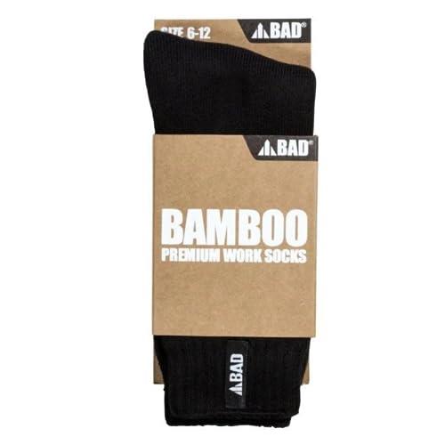 Bamboo Work Socks for Men - Organic Bamboo Rayon, Extra Thick, Comfortable and Odor-Reducing Work Boot Socks - Black - 6-12 - 1 Pair