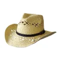 Jacaru Australia 1828 Cowboy Hat, Natural with Brown Band, One Size