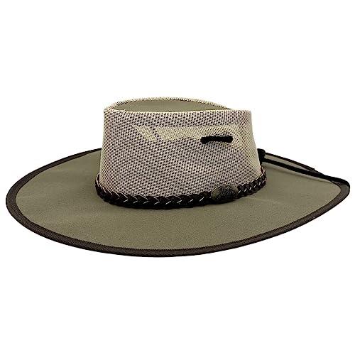 Jacaru Australia 0126 Parks Koolaroo Mesh Wide Brim Hat, Khaki, Large