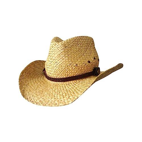 Jacaru Australia 1818F Straw Cowboy Hat with Croc Band, Natural, Medium