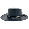 Jacaru Australia 1009 Cactus Leather Cowboy Hat, Black, Medium