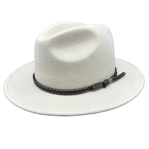 Jacaru Australia 1847 Outback Fedora Hat, Cream, Medium