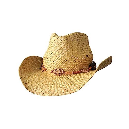 Jacaru Australia 1818C Straw Cowboy Hat with Inca Beads, Natural, Large