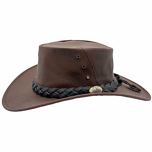 Jacaru Australia 1001A Kangaroo Leather Hat, Stonewash Brown, Medium/Large