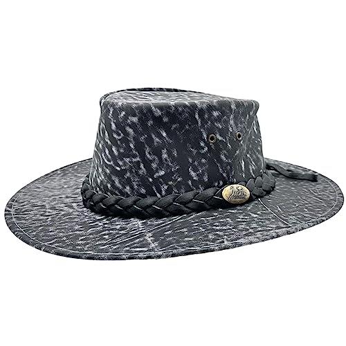 Jacaru Australia 1001A Kangaroo Leather Hat, Stonewash Grey, Small