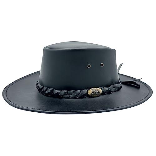 Jacaru Australia 1009 Cactus Leather Cowboy Hat, Black, Medium/Large
