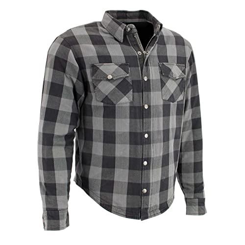 Milwaukee Performance Men's Checkered Flannel Biker Shirt with Aramid (Black/Grey, M)