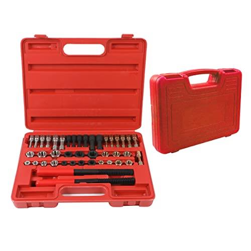 Thread Chaser Set 42Pcs Thread Repair Kit Rethreading Kit in UNC UNF and Metric Size Thread Chaser Kit Thread Restorer Kit 1/4 5/16 3/8 7/16 1/2 9/16 5/8 Pipe Bolt Thread Cleaner Tool Tap & Die Sets