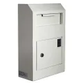 Protex Wall-Mount Drop Box Safe (WDS-150), Piano Hinge, Secure suggestions, ballots, Keys, Mail, Money, Rent Checks and More, Metal Baffle to Protect Slot-Off White