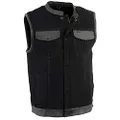Milwaukee Men's Denim Club Vest with Leather Trims (Black, Medium)