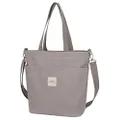 Iswee Canvas Tote Bag Women Shoulder Bag Casual Top Handle Bag Cross-body Handbags, Grey, L:10.53” W:5.07” H:12.48”