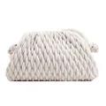 ELDA Dumpling Bag for Women Quilted Clutch Handbag Cloud Purse Fashion Ruched Bag Handmade Leather Hobo Bag, White, Medium