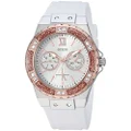 GUESS 39MM Crystal Silicone Watch, White/White/Silver Tone, NS, LIMELIGHT