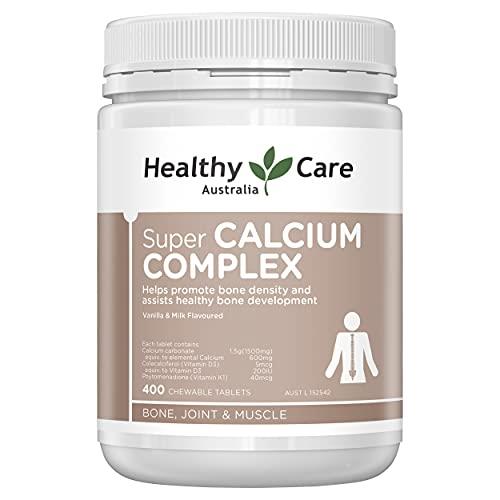 Healthy Care Super Calcium and Vitamin D - 400 Chewable Tablets | Promotes bone density and assists healthy bone development