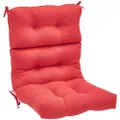 Amazon Basics Tufted Outdoor High Back Patio Chair Cushion- Red