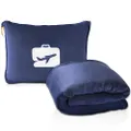 EverSnug Travel Blanket and Pillow - Premium Soft 2 in 1 Airplane Blanket with Soft Bag Pillowcase, Hand Luggage Sleeve and Backpack Clip (Navy Blue)