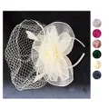 [2 PCS]LYLAC Fascinator Hats for Women Girls NET Flower with Feather & NET 28CM