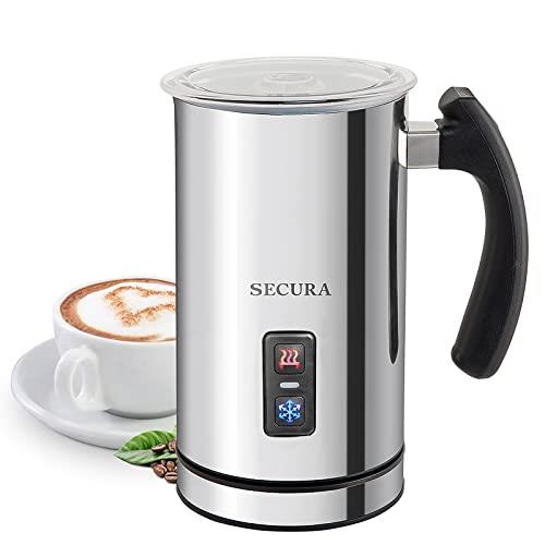 Secura Electric Milk Frother, Automatic Warm Or Cold Foam Maker for Coffee, Cappuccino, Latte, Stainless Steel Milk Warmer One Bonus Whisk, 8.45 Ounce 8.45 oz Stainless Steel