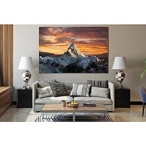 Mountain Everest Nepal Sunset №SL219 Ready to Hang Canvas Print 1 Panel / 36"x24" | 90x60 cm