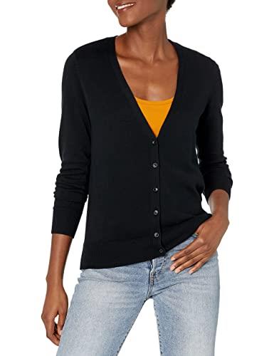 Amazon Essentials Women's Lightweight Vee Cardigan Sweater (Available in Plus Size), Black, XX-Large