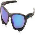 Oakley Men's OO9019A Plazma Asian Fit Rectangular Sunglasses, Matte Carbon/Prizm Sapphire, 59mm