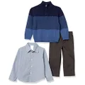 Calvin Klein Boys' 3-Piece Sweater, Dress Shirt, and Pants Set, Blue Block, 3T