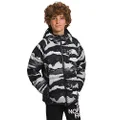THE NORTH FACE Boys' Reversible North Down Hooded Jacket, TNF Black Mountain Traverse Print, X-Small