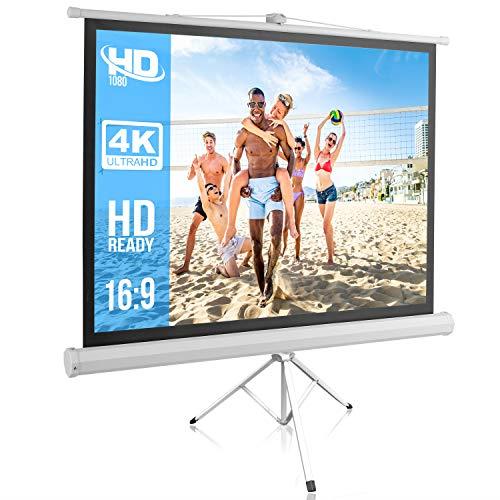 Pyle PRJTP52 50" Video Projector Screen, Easy Fold-Out & Roll-Up Projection Display, Tripod Stand Style